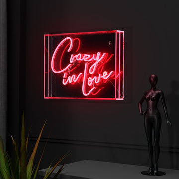 Crazy In Love Contemporary Glam Acrylic Box USB Operated LED Neon Light - JONATHAN Y